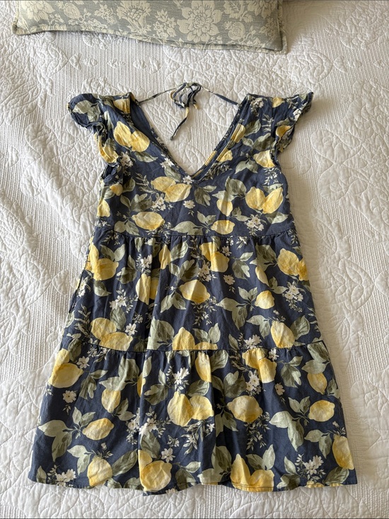 Abercrombie & Fitch Dresses & Skirts - Abercrombie & Fitch Navy Lemon Print Tiered Mini Dress